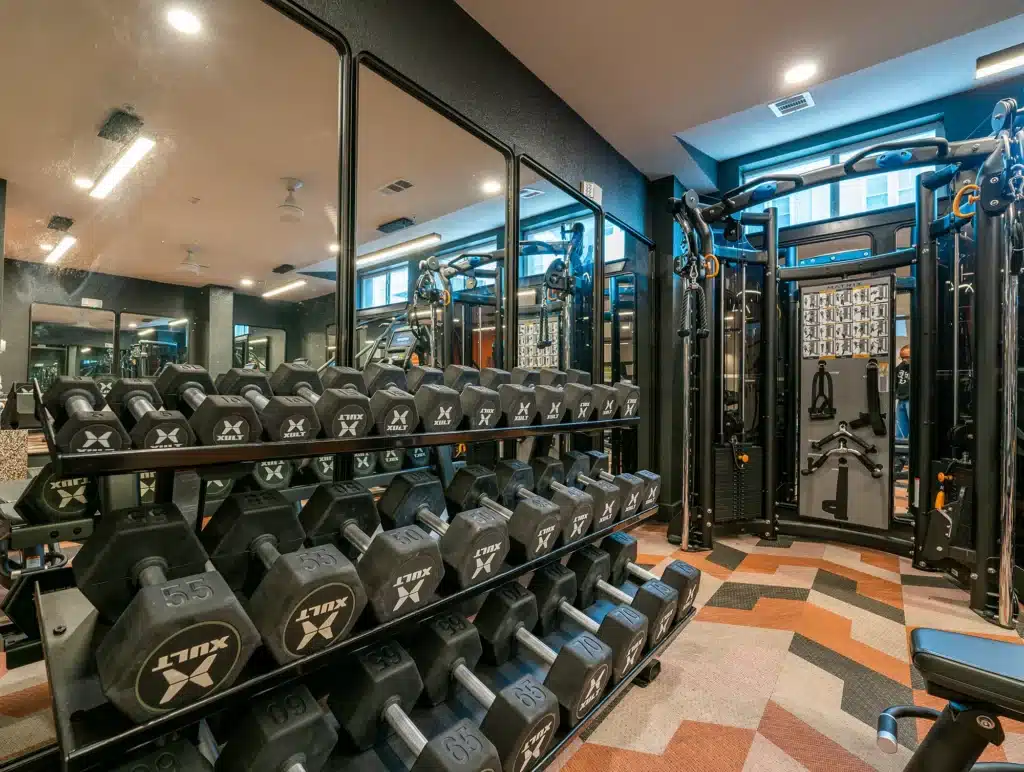 21 Pearl UT Austin Apartments Fitness Center Weights